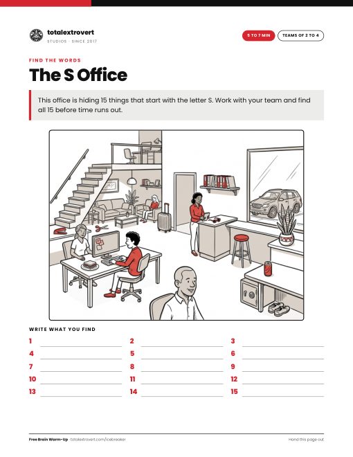 The S Office printable activity