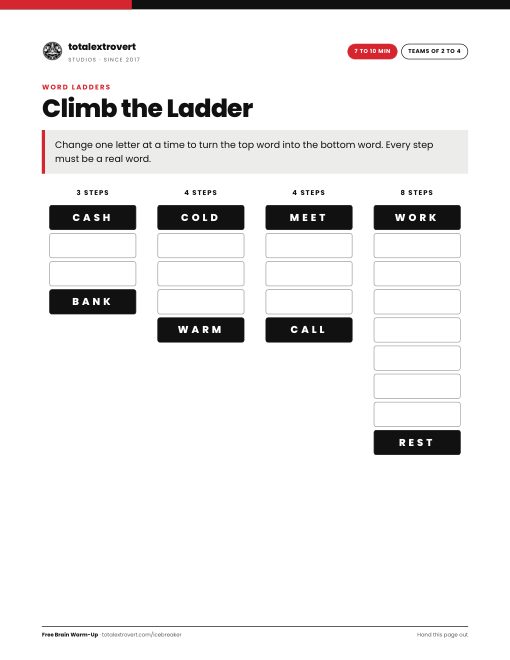 Climb the Ladder printable activity